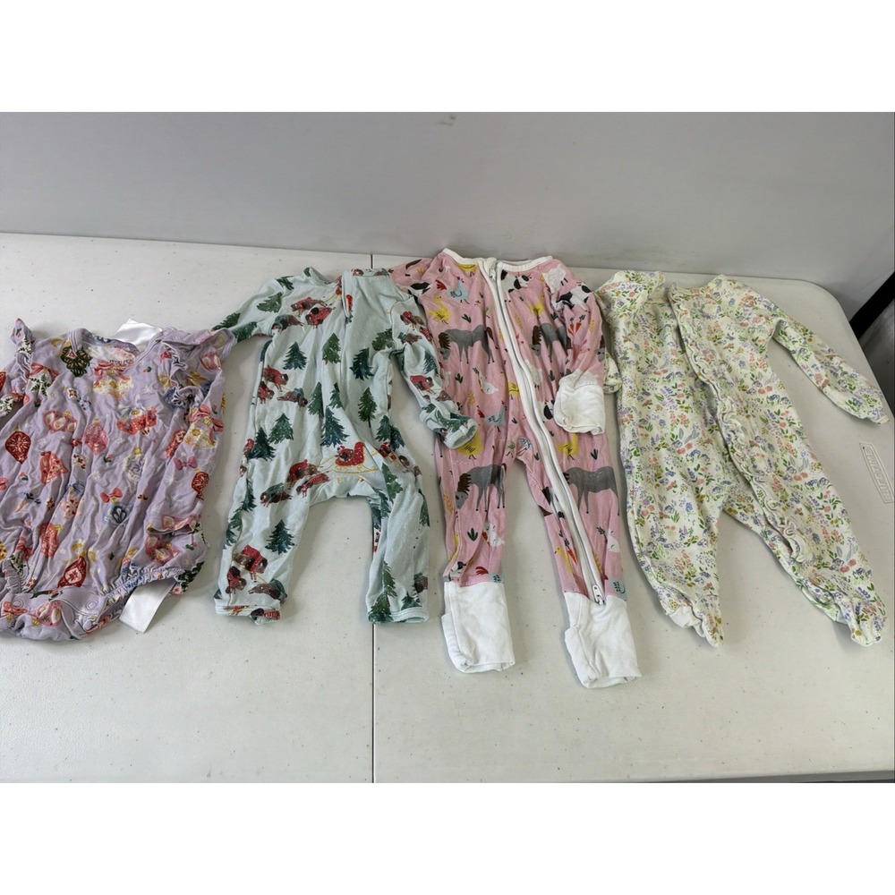 Little sleepies Magnetic Me Fall Christmas 4PC Baby Girl LOT 0-3MOS